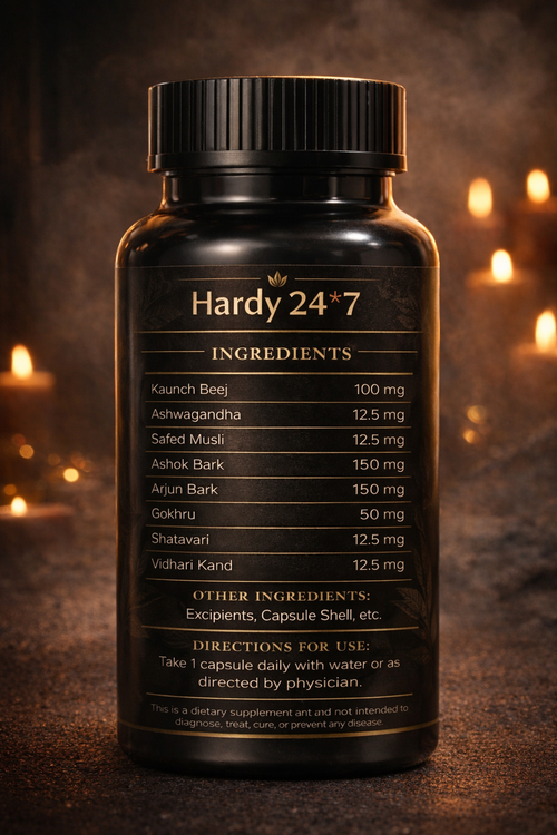 Hardy 24*7 Ayurvedic Male Vitality & Stamina Capsules | Energy, Testosterone Support & Performance Booster (30 Capsules)