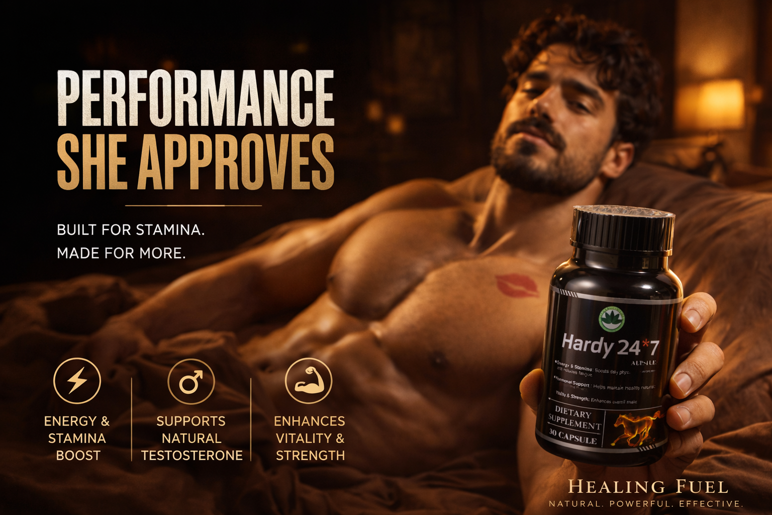 Hardy 24*7 Ayurvedic Male Vitality & Stamina Capsules | Energy, Testosterone Support & Performance Booster (30 Capsules)