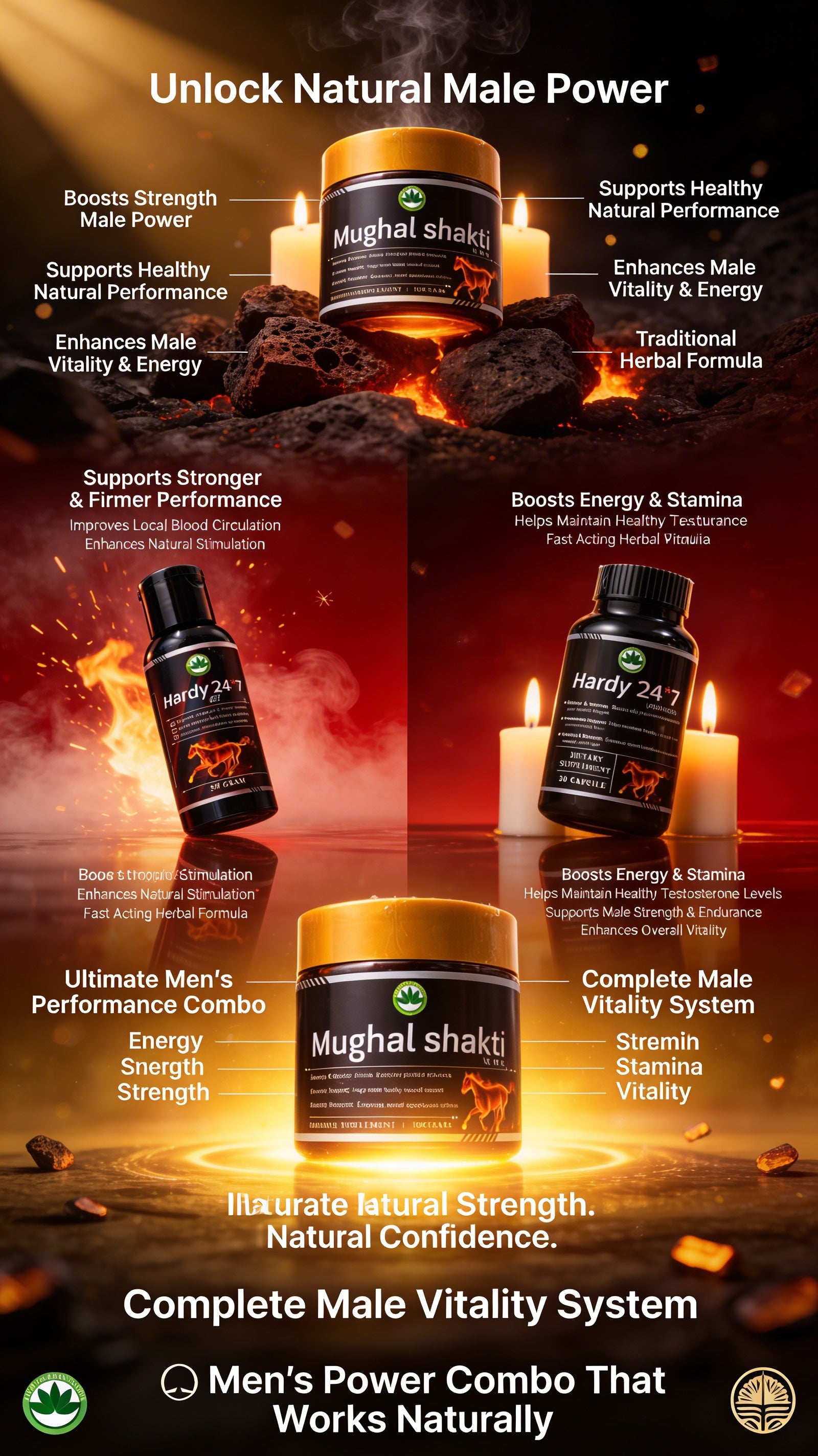 Hardy 24*7 Power Combo Pack | Capsule + Herbal Gel + Ayurvedic Majun for Energy, Stamina & Vitality